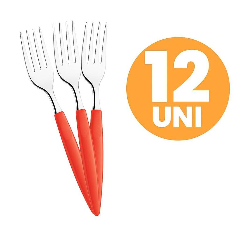 Kit 12 Garfos Tramontina Leme Vermelho em Oferta na Shopee