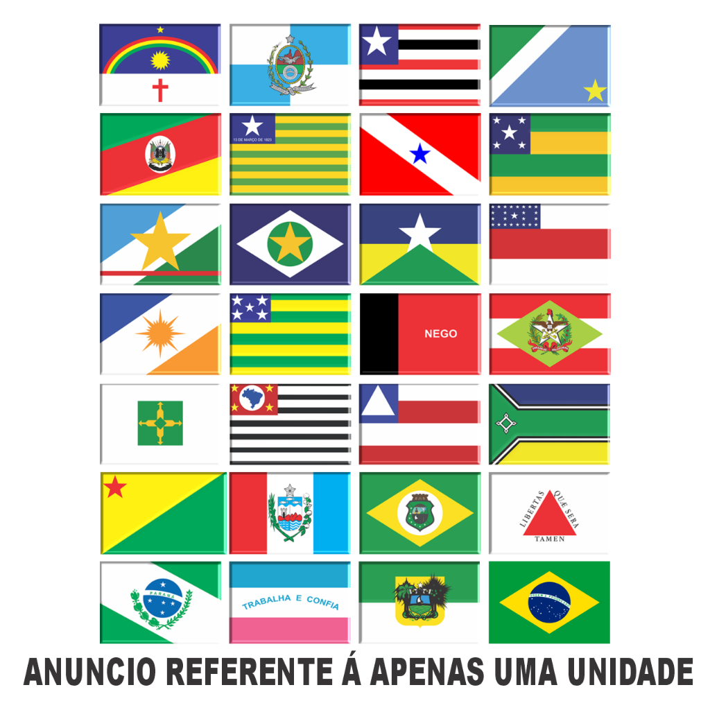Adesivo Resinado de Bandeira Estados Brasileiros para Moto Trailer Notebook Carro Bicicleta 1 Unidade
