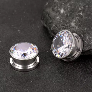 par alargador strass prateado prata zircônia cristal aço (6/8/10/12/14MM) em Oferta na Shopee