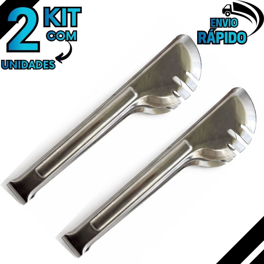Kit 2 Pegador de Massa e Salada Inox Utensílio de Cozinha
