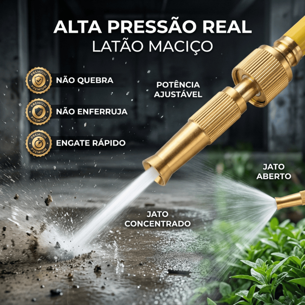Bico de Mangueira de Alta Pressão 1/2" com Conector e Esguicho para Limpeza