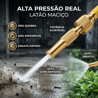 Bico de Mangueira de Alta Pressão 1/2" com Conector e Esguicho para Limpeza em Oferta na Shopee