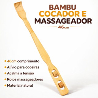 Kit Até 2 Coçador de Costas Bambu 46cm com Massageador Manual Alcance Longo Natural em Oferta na Shopee