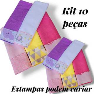 Kit Enxoval Premium Em Algodão Misto Para o Bebê Maciez e Absorção opções em 03/05/06/10 Unidades em Oferta na Shopee