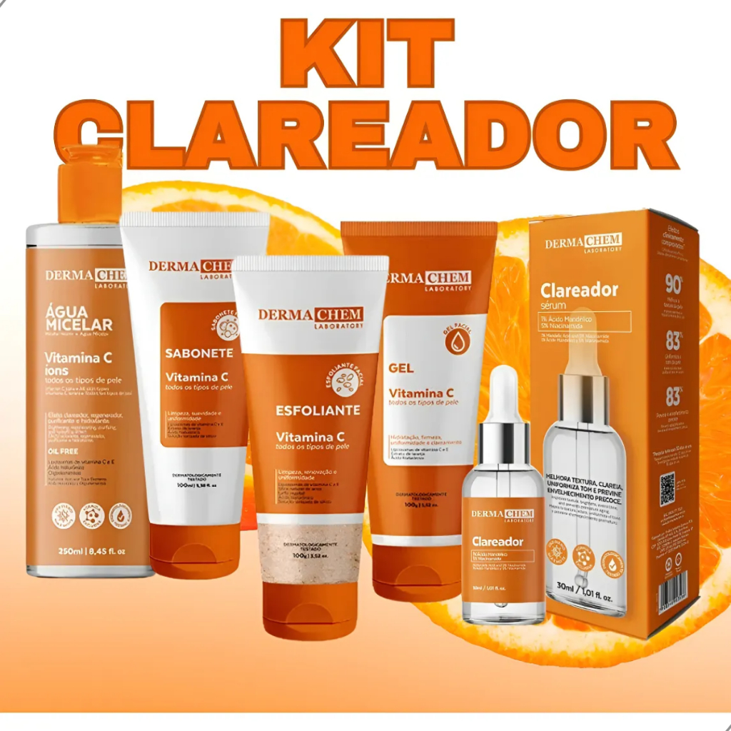 Kit Clareador Vitamina C Skincare 5 itens Dermachem