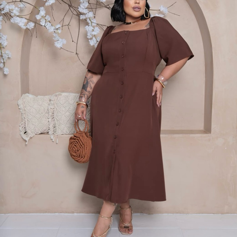 Vestido longuete plus size com botão | G1 ao G3 | Sensorial