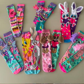 Meia Infantil Feminina Cano Médio com Aplique 3D e Estampa Divertida em Oferta na Shopee