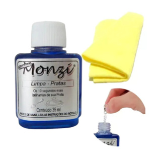 Kit 1 Monzi 35 Ml Limpa Prata 1 Flanela Magica Original 925 em Oferta na Shopee