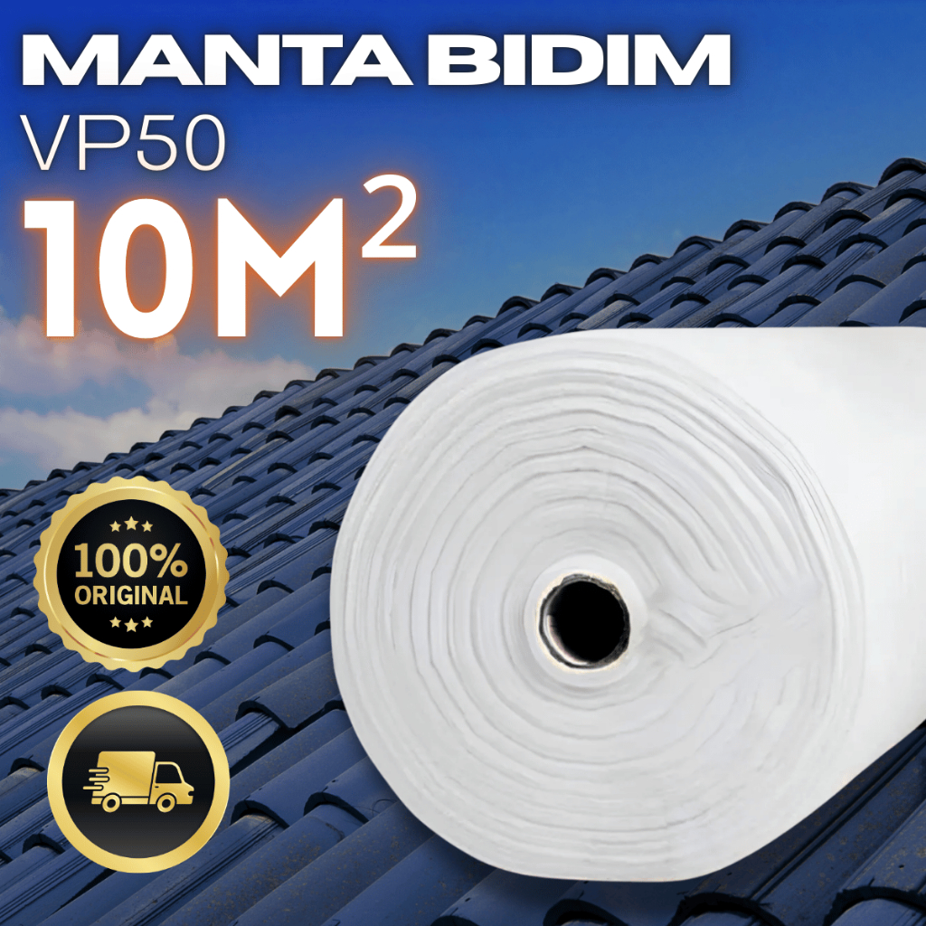 Manta Bidim VP50 10m Para Manta Líquida Uso em Telhados Reforço Impermeabilizante Alta Resistência
