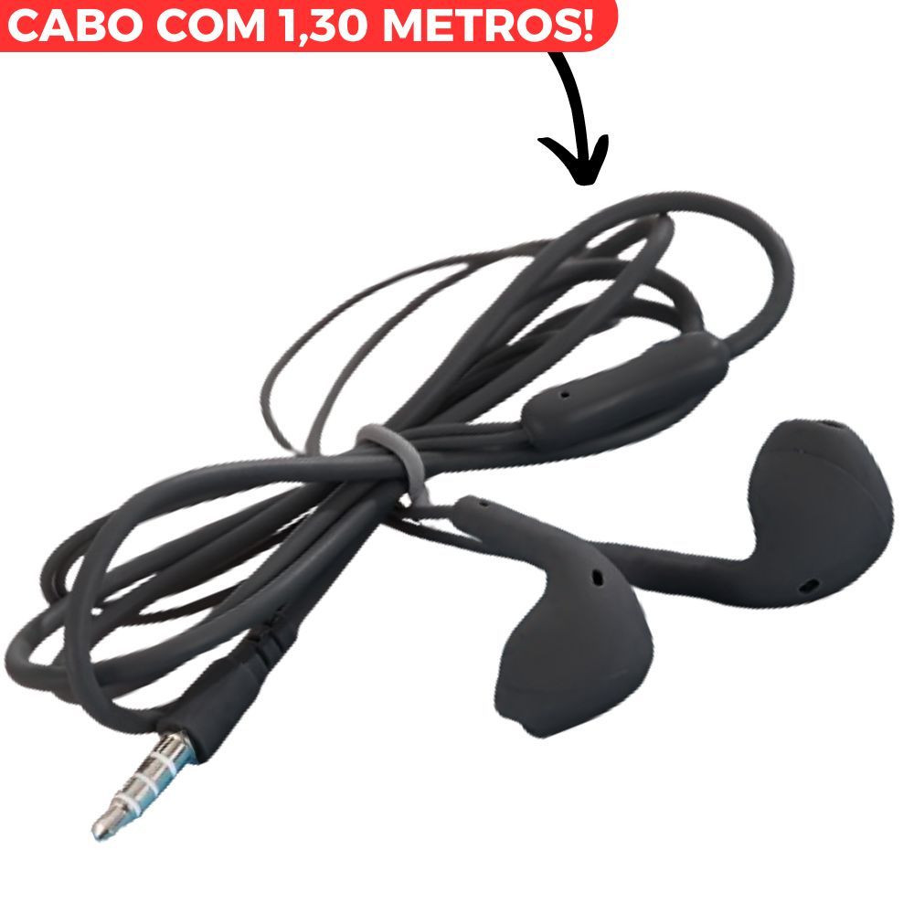 Fone de Ouvido P2 Com Fio e Microfone Alta Qualidade 1,30m para Celular, Notebook e Tablet