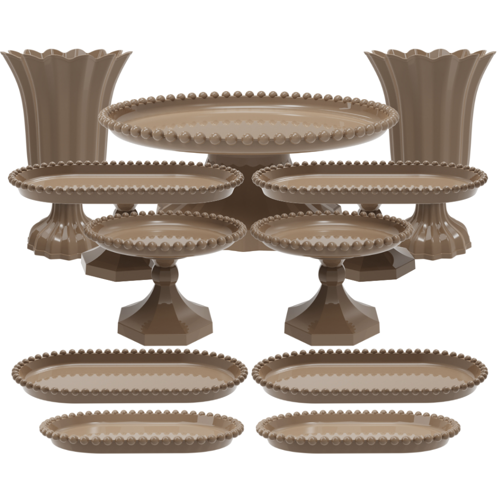 Kit Completo Decoração 11 Peças Mesa Doce Boleira Festas Aniversário