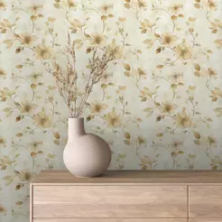 12 METROS Papel de Parede Floral Amarelo 0012