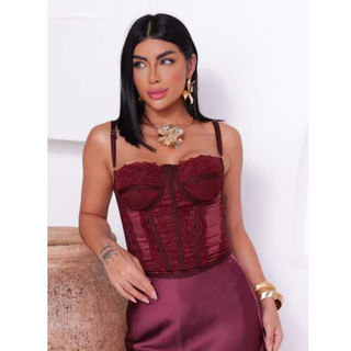 SANDY CORSET TAMANHO UNICO--M-corse acetinado corsetrenda feminino corselete alça regulavel corset amarraçao espartilho