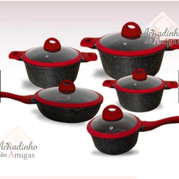 Jogo de Panelas 5 Peças Revestido em Cerâmica Granito AntiaderenteJogo de Panelas 5 Peças Revestido em Cerâmica Granito