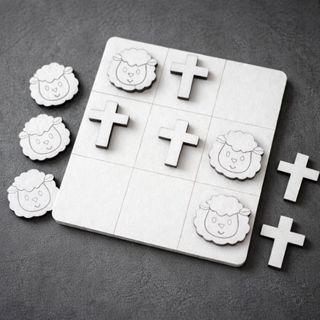 Kits Jogo Da Velha Educativo Infantil Em MDF Ovelha Cruz Páscoa em Oferta na Shopee