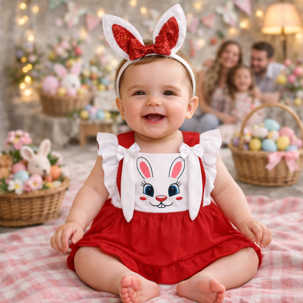 Roupinha Infantil de Páscoa para Bebê | Conjunto Coelhinho + Arquinho | 3 a 12 Meses em Oferta na Shopee