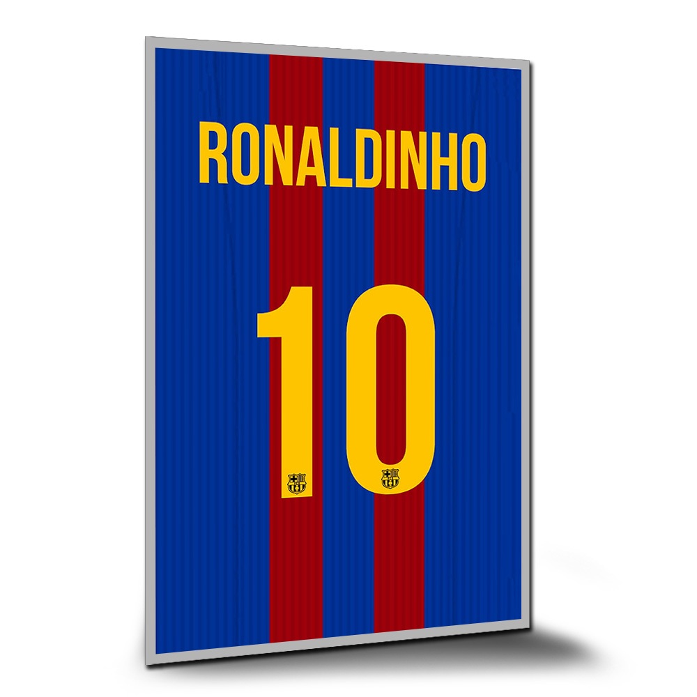Placa Decorativa Pôster Camisa Barcelona Ronaldinho Gaúcho Desenho Arte A1 A2 A3 A4