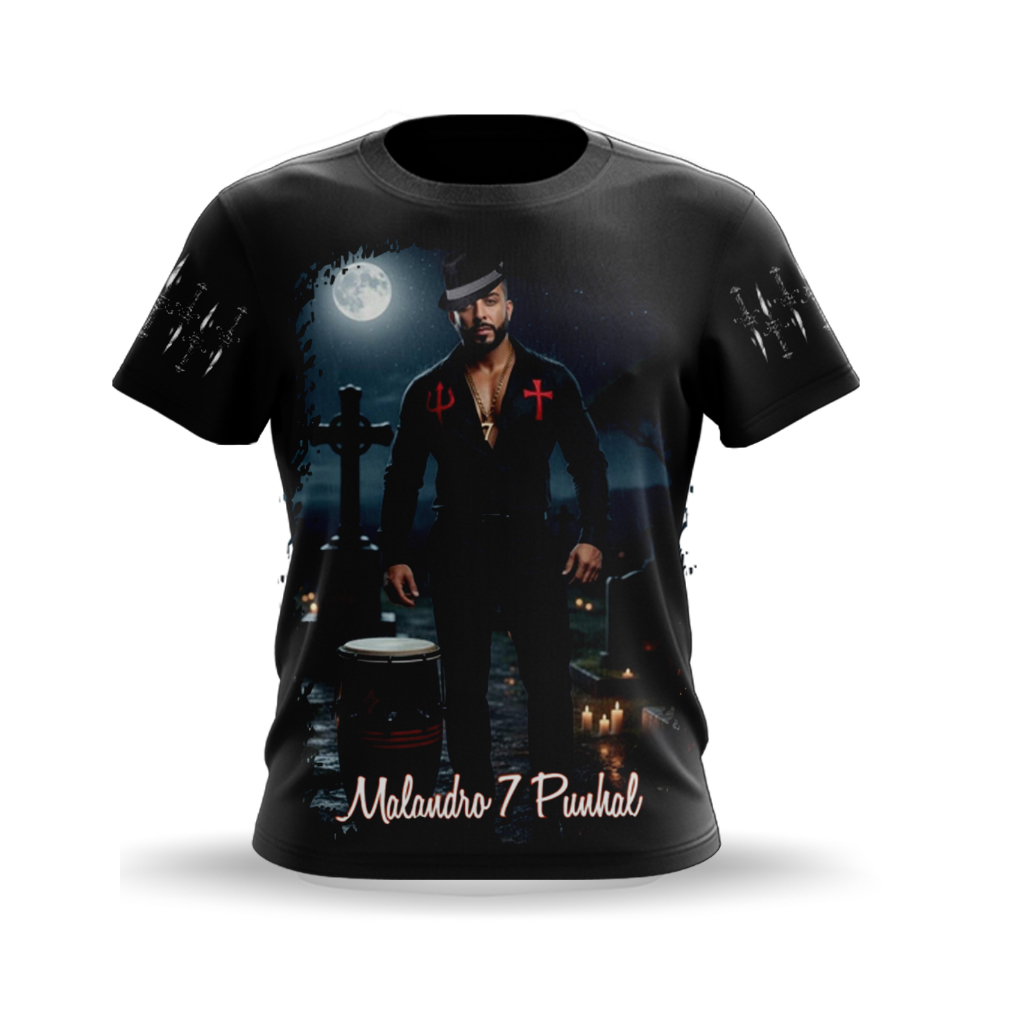CAMISETA PERSONALIZADA MALANDRO SETE PUNHAL - UMBANDA & CANDOMBLÉ- TECIDO DRYFIT - SUBLIMADA - COD.541