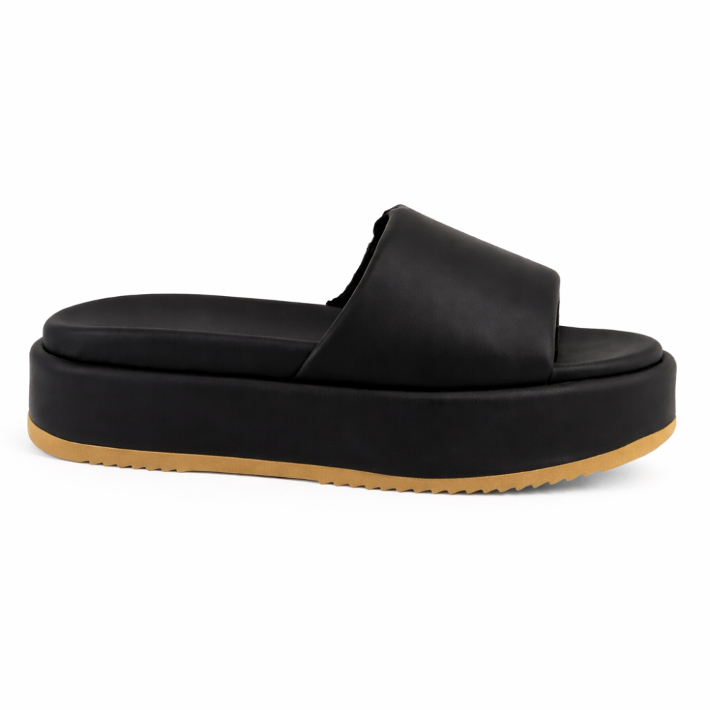 Sandália Papete Feminina FlatForm Slide Plataforma Alta de Enfiar o Pé Calce Fácil Macia Confortável Tendência de Verão
