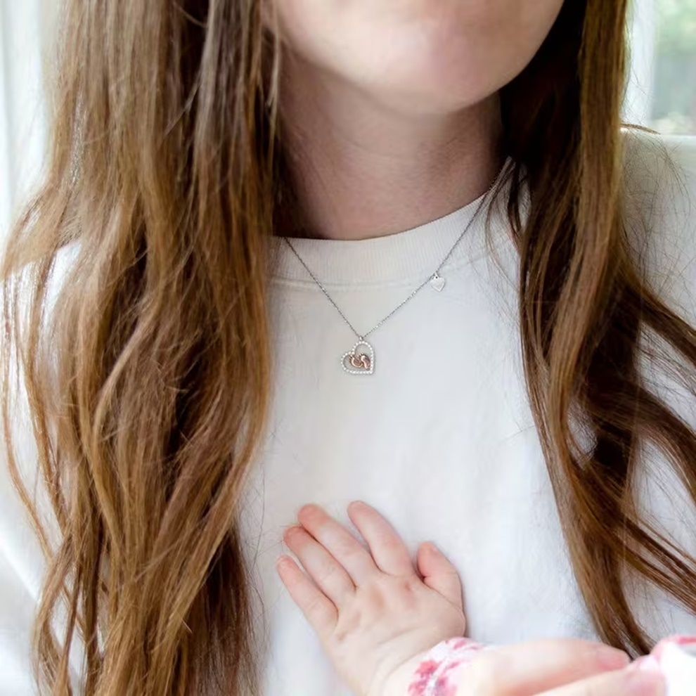 Corrente Choker Colar Feminino Em Aço Inoxidável E Pingente Meu Bebê Pedras de Zircônia Com Caixa de Presente