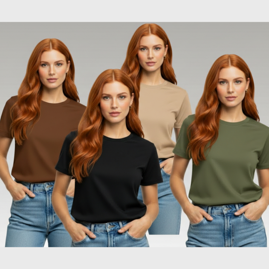 Kit 4 Camisetas Femininas Baby Look – Moda Básica e Confortável em Oferta na Shopee