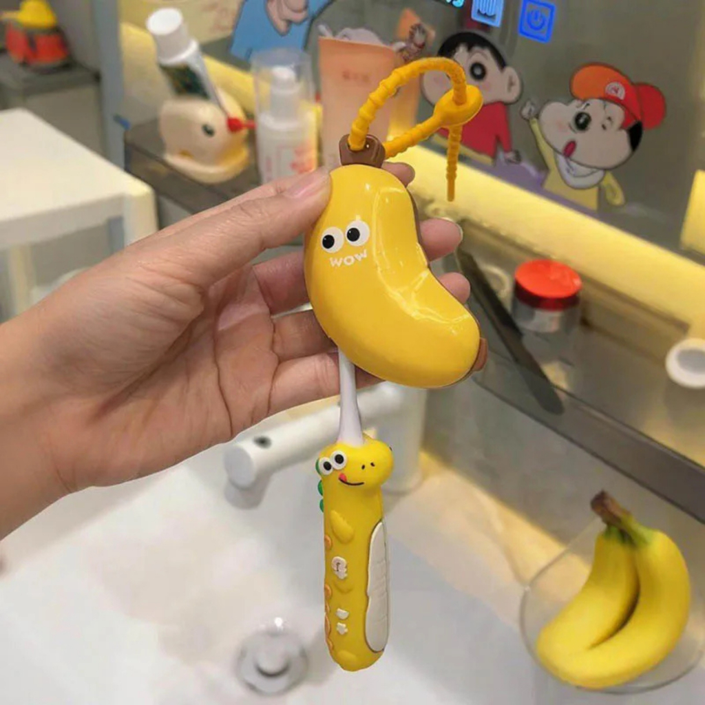 Capa Protetora Para Escova de Dentes Com Porta Creme Dental Banana
