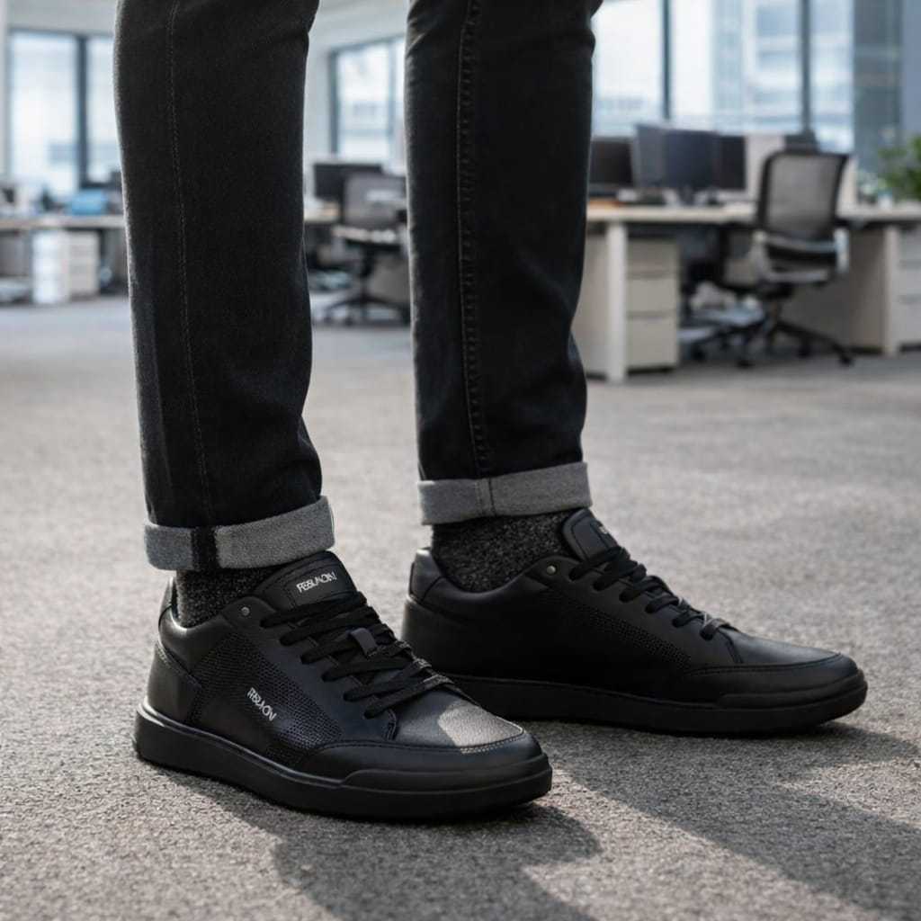 Sapatênis Masculino Ferracini Star em Couro Preto Calce Fácil Ref.1062.617I
