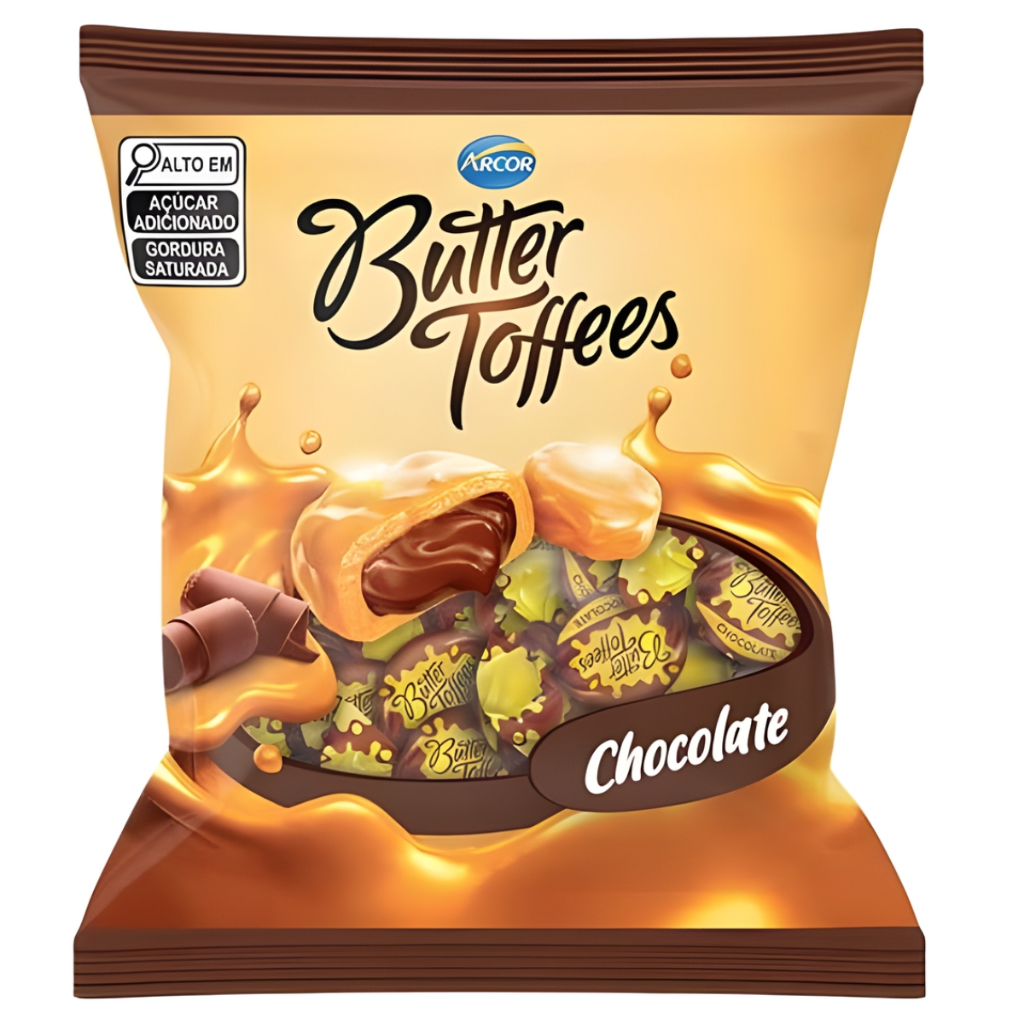 Balas Butter Toffees Chocolate 400g Arcor Ideal para Festas e Lembrancinhas