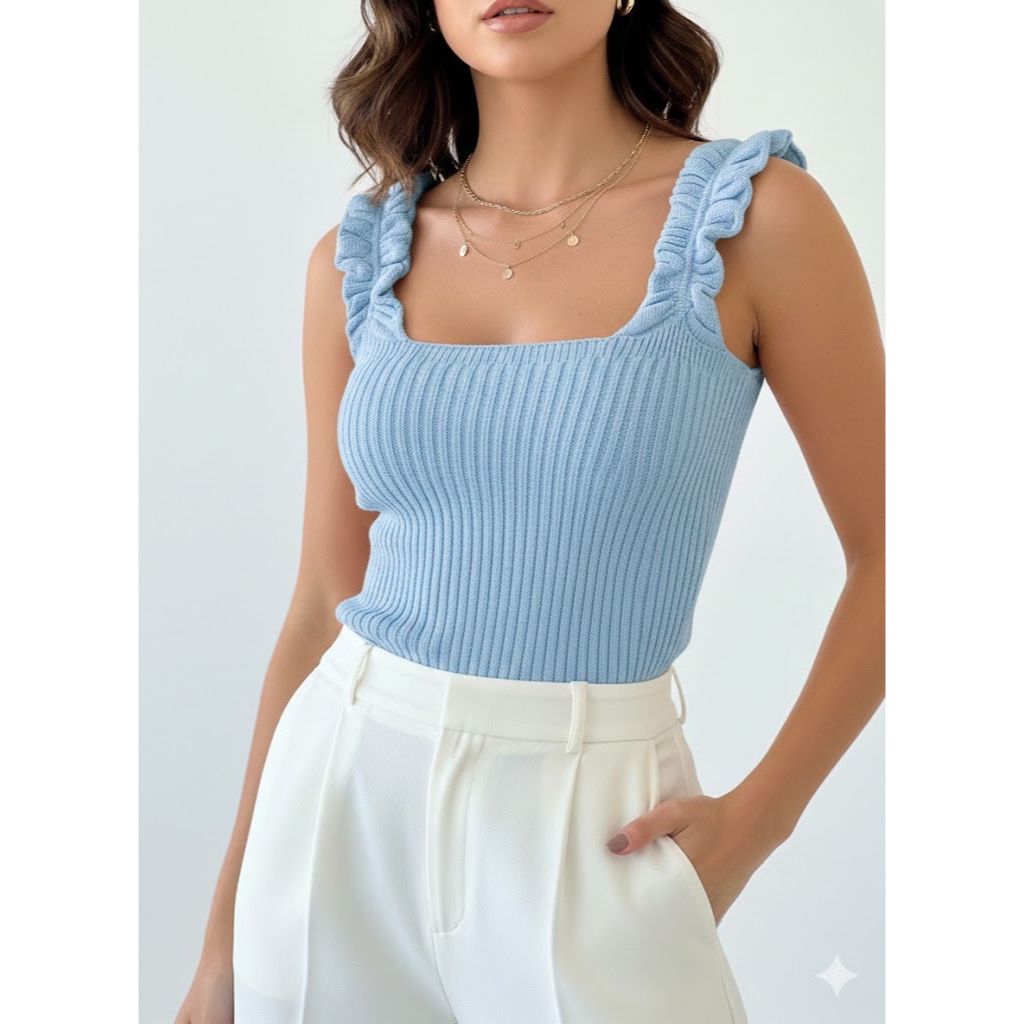 BLUSA FEMININA CROPPED ROUPA ESTILOSA REGATA TRICOT MODAL VERÃO TENDENCIA 202 em Oferta na Shopee