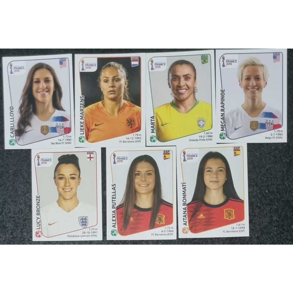 Figurinhas da Copa do Mundo Feminina 2019 - Lote com 8 figurinhas das Melhores dos Mundo!!!