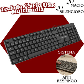 Teclado Com Fio USB - Macio, Silencioso, Durável - C3Tech KB-M10BK em Oferta na Shopee