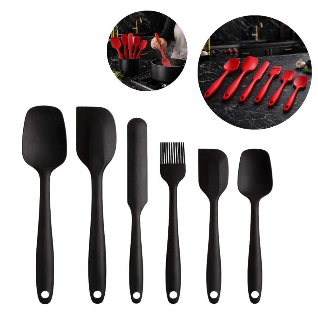 Kit 6 Espátulas Silicone Antiaderente Resistente Calor Cozinha Premium Píncel Colher ENVIO IMEDIATO