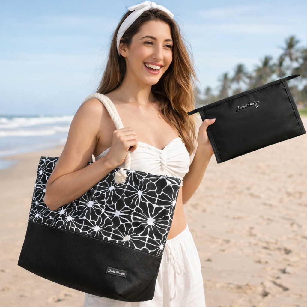 Kit Bolsa de Praia + Necessaire em Oferta na Shopee