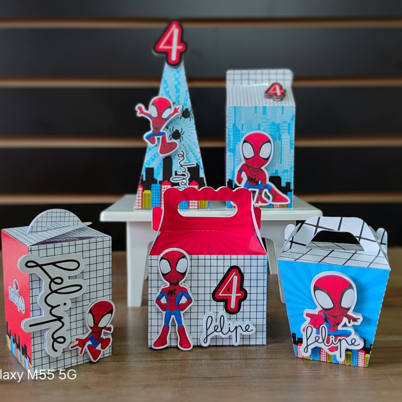 Kit 30 Caixinhas Personalizadas Homem Aranha |Lembrancinhas personalizadas Homem Aranha -PEGUE E MONTE