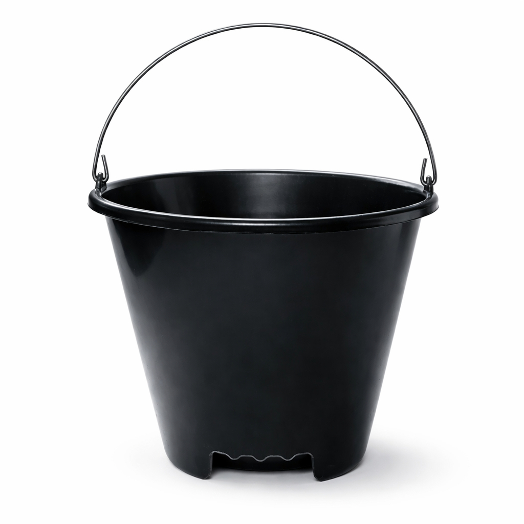 Balde 12 Litros Preto com Alça de Ferro Reforçada Super Forte Alta Qualidade 1/2/3/4/5 Unidades