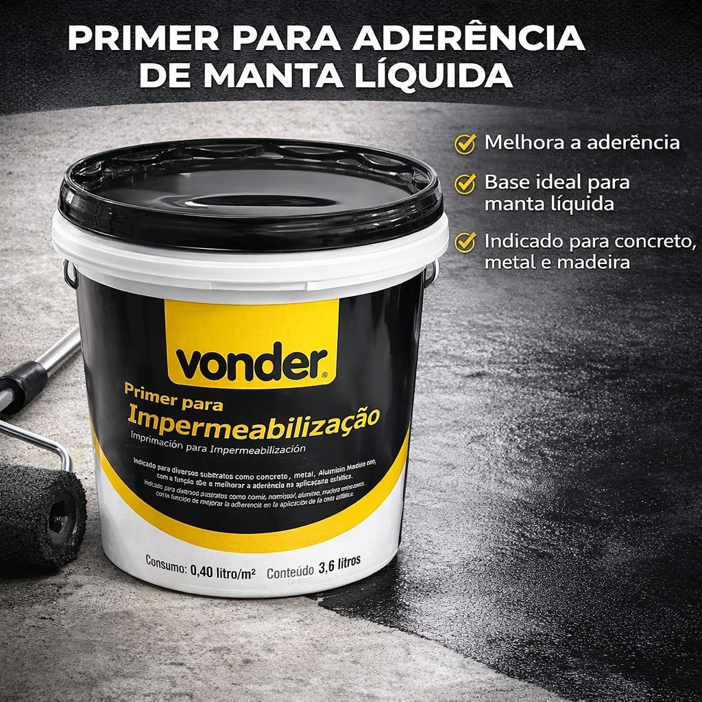 Primer Vonder 3,6L Para Passar Antes da Manta Líquida Impermeabilização