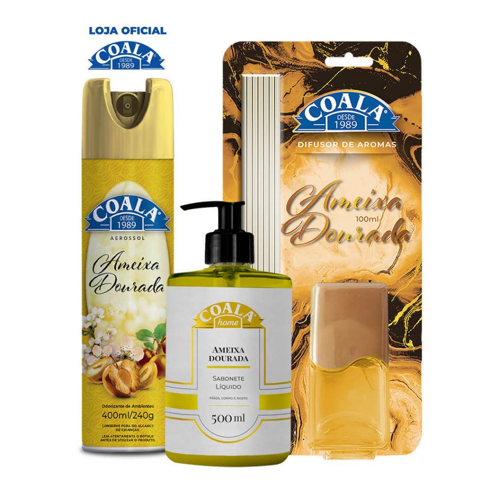 Kit Coala Aerossol + Sabonete + Difusor de Aromas - Ameixa Dourada em Oferta na Shopee