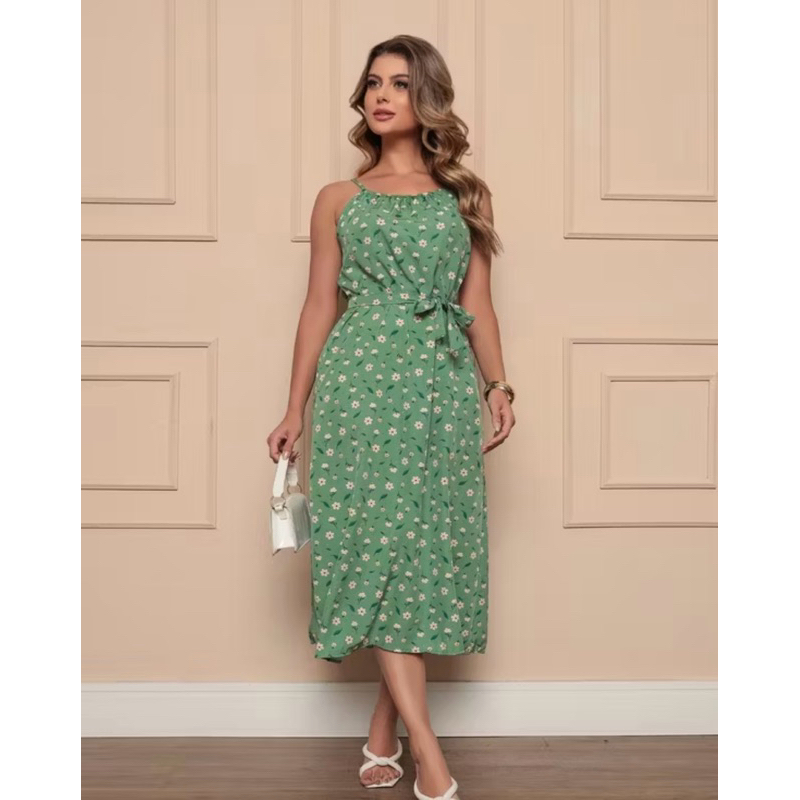 vestido feminino longo romântico alcinha moda 2026/ moda feminina vestido evangelica vestido feminino mídi longo