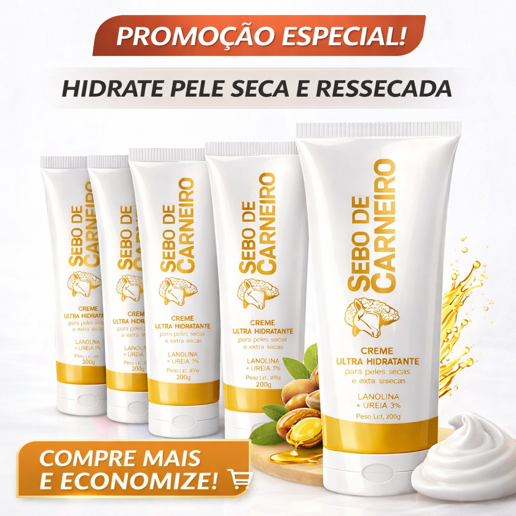 Kit 2 4 ou 6 Sebo de Carneiro Creme Ultra Hidratante 200g Demazon Hidratante Corporal Pele Seca