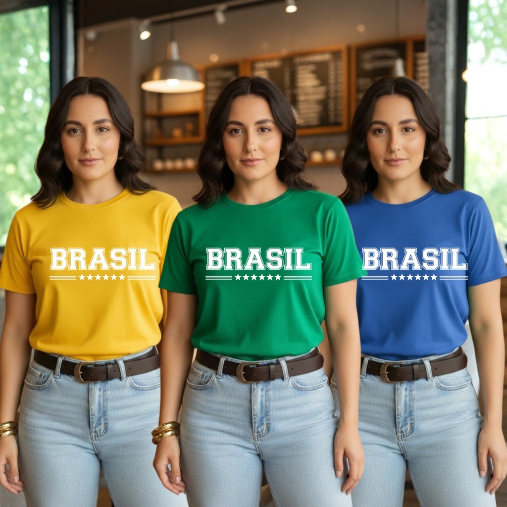 Kit 3 Camisetas Brasil Seleção Brasileira 100% Algodão – Ideal para Torcer na Copa
