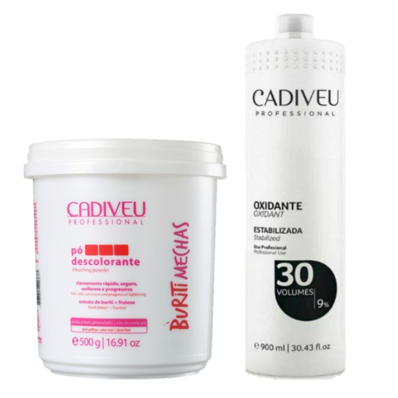 Kit Cadiveu Ox 30vol 900ml + Pó Descolorante Buriti Mechas 500gr