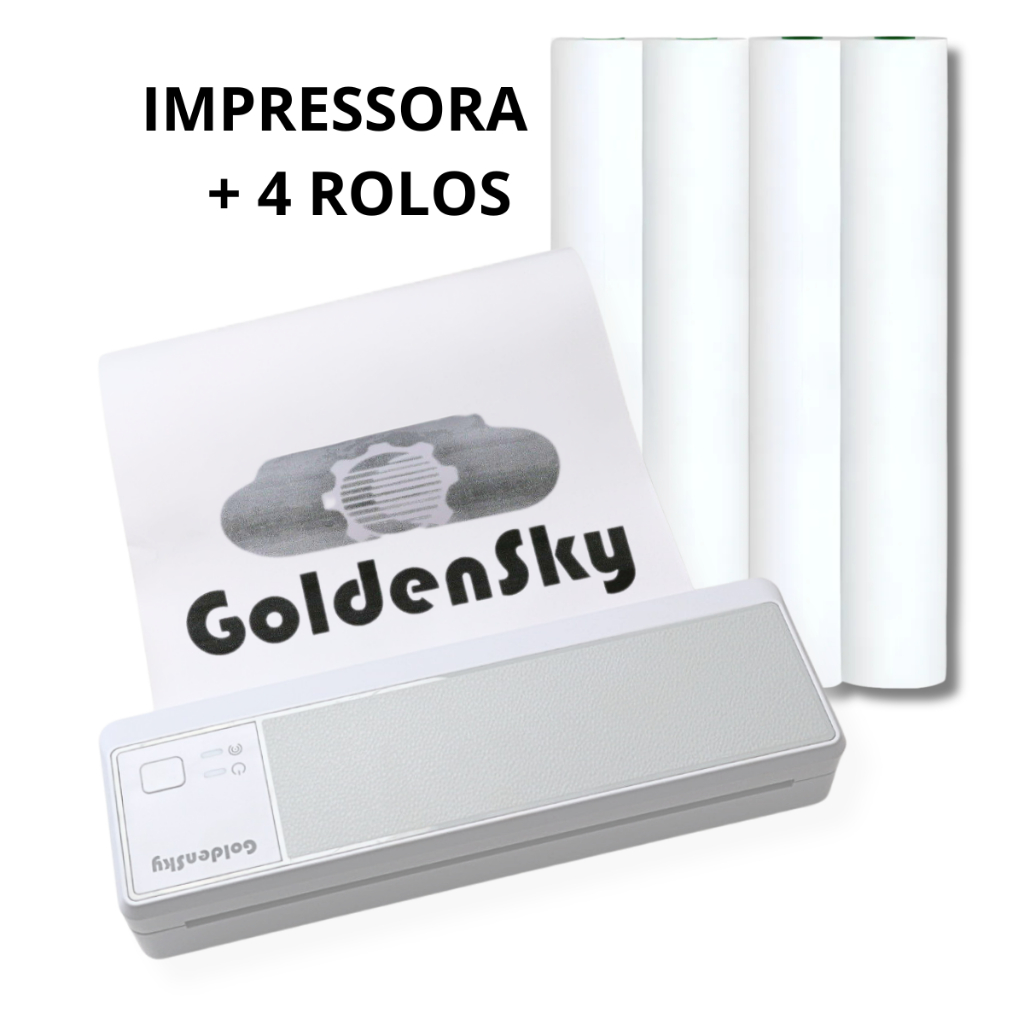Impressora Térmica A4 Bobina Bluetooth Portátil Printer App Celular Recarregavel Usb Goldensky em Oferta na Shopee