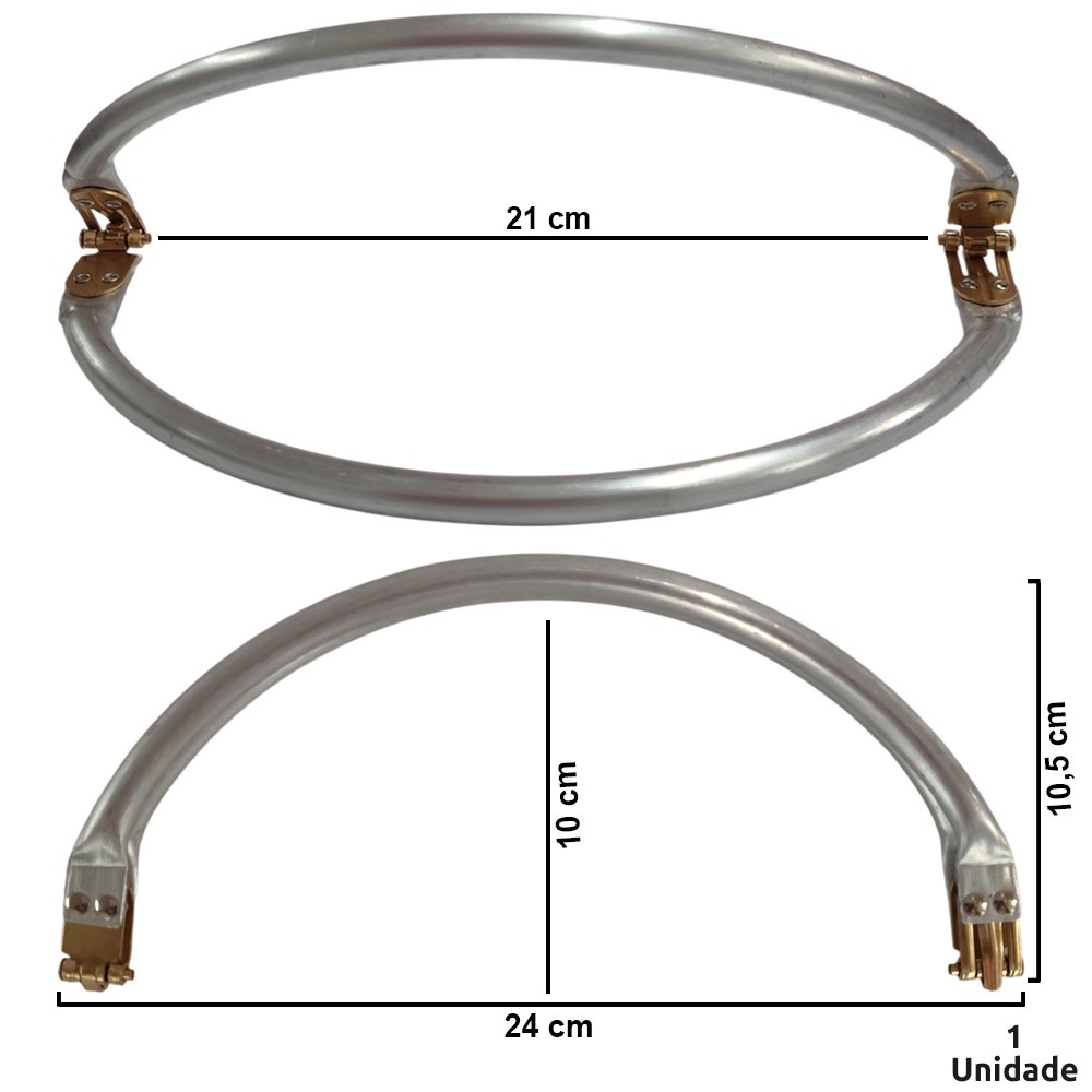 Fecho tubular ou boca de lobo oval de 24x10 cm para bolsa de crochê e tricô dvp89-0310-44