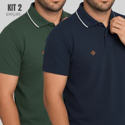 KIT 2 Camisa Gola Polo Alta Qualidade 100% Algodão Camiseta Básica Masculina Diversas Cores