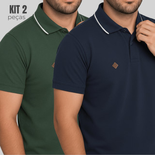 KIT 2 Camisa Gola Polo Alta Qualidade 100% Algodão Camiseta Básica Masculina  Diversas Co…