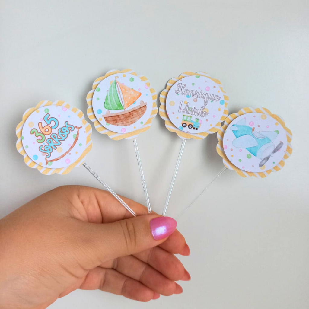 Topper de Doces ou Cupcake 365 Sorrisos Menino 3D Personalizados /Lembrancinha de Festa /Aniversário / Festa Infantil