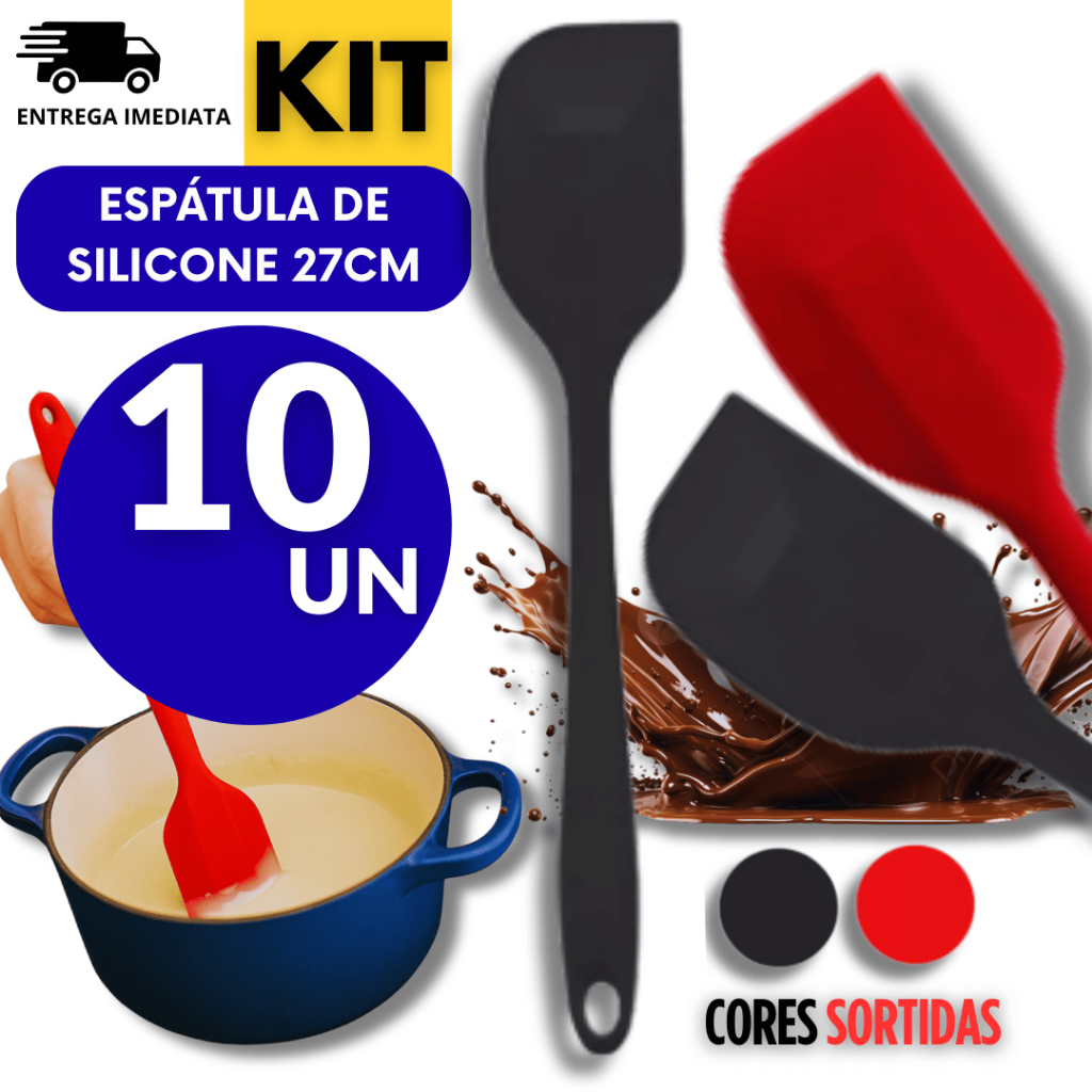 Kit Espátula de Silicone Casa Cozinha Restaurante Confeiteiro Multiuso Utilidades Cores Sortidas Pão Duro Resistente