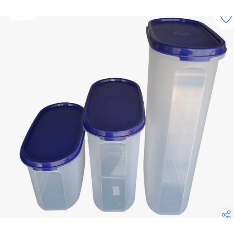 Tupperware Modular Oval vários tamanhos translúcido com tampa azul