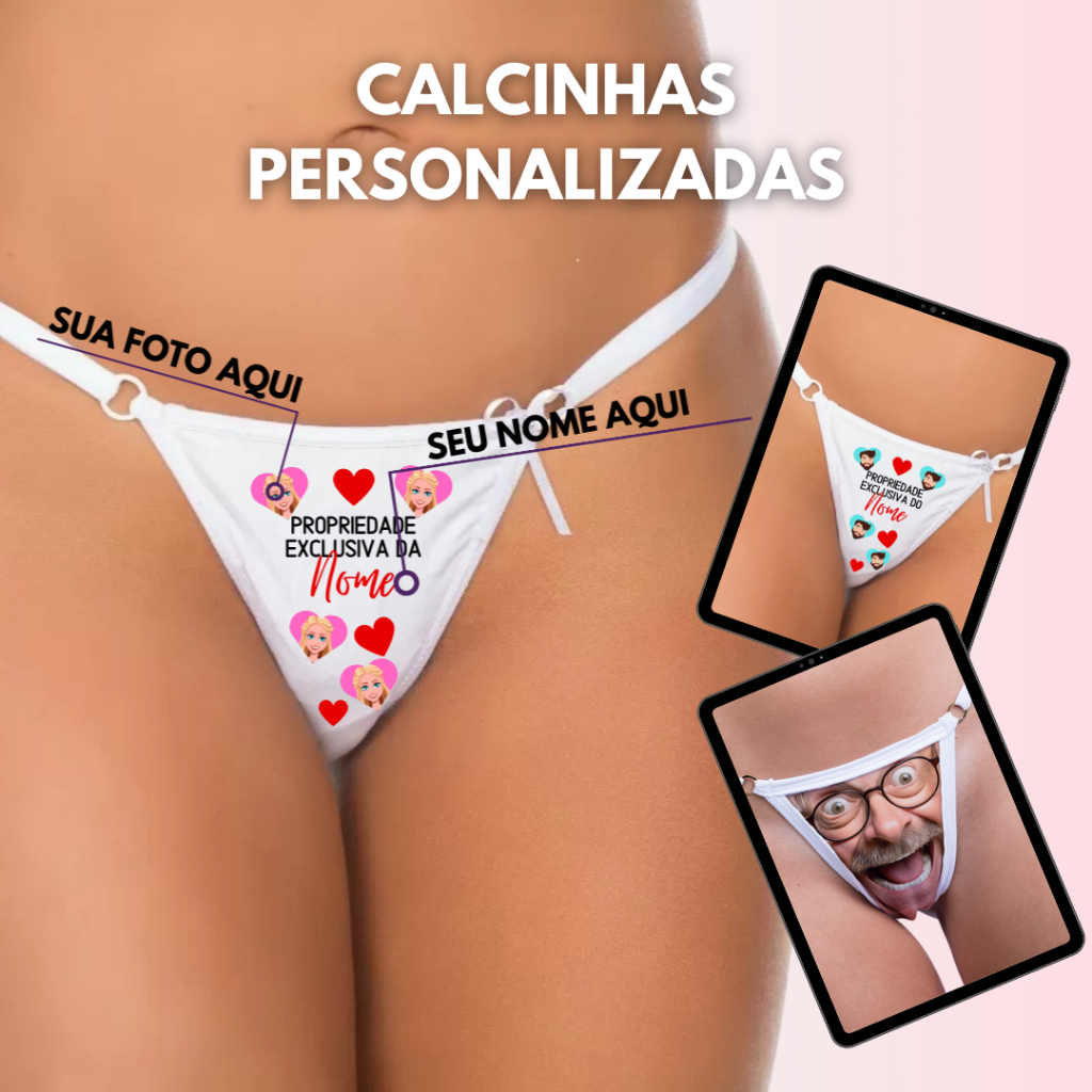 CALCINHA PERSONALIZADA COM SUA FOTO DIA DOS NAMORADOS CASADO ENCOMENDA