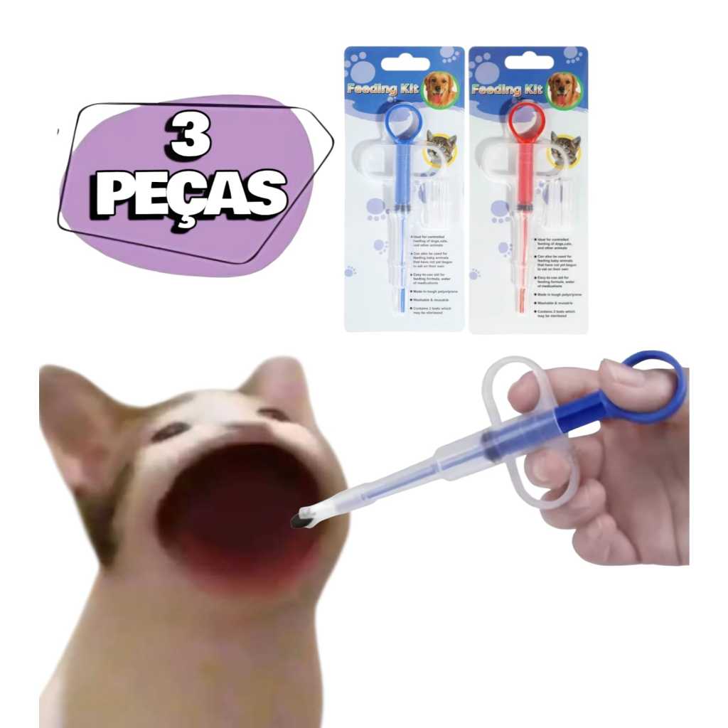 Seringa de Remédio para Pet - Aplicador Reutilizável Cachorro e Gato em Oferta na Shopee